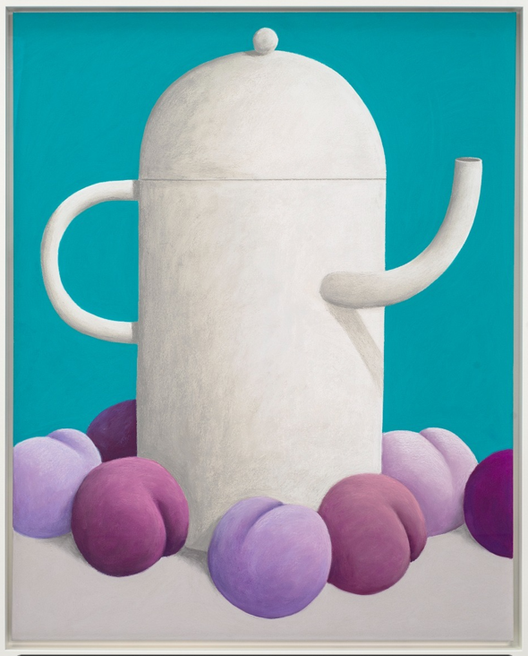 Teapot and Purple Fruits